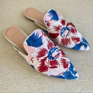 J Crew Embroidered Floral Slides